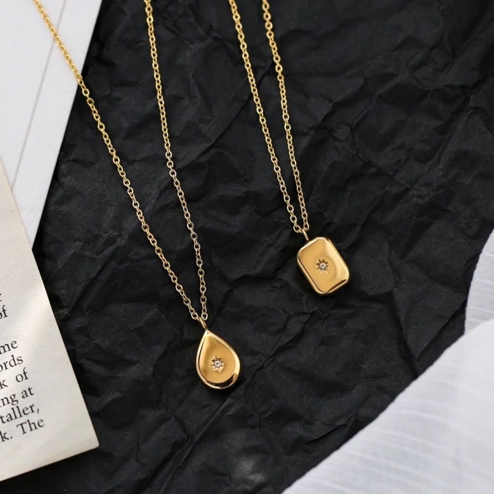 Star Constellation Water Drop Stainless Steel Gold Necklace